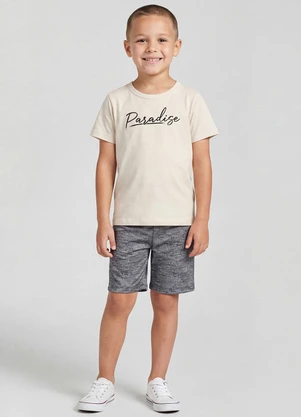 Select - Conjunto Infantil Menino Camiseta e Bermuda Bege - SELECT