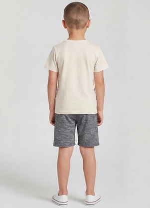 Select - Conjunto Infantil Menino Camiseta e Bermuda Bege - SELECT