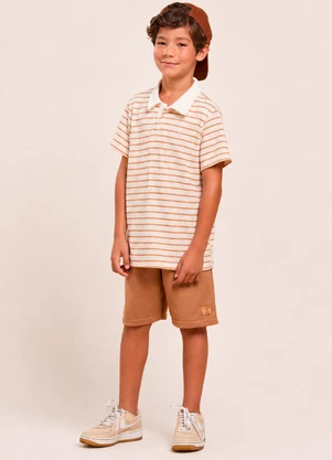 Vida Costeira - Conjunto Infantil Menino Camiseta Polo Tricot List - VIDA COSTEIRA