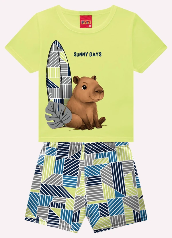 Kyly - Conjunto Infantil Menino Capivara Amarelo