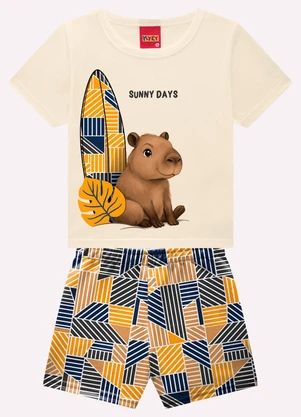 Kyly - Conjunto Infantil Menino Capivara Bege - KYLY