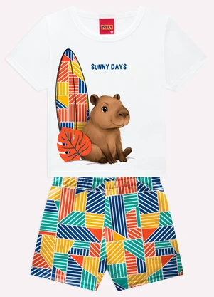 Kyly - Conjunto Infantil Menino Capivara Branco - KYLY