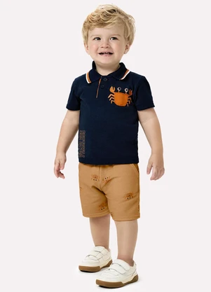 Kyly - Conjunto Infantil Menino Caranguejo Azul Marinho - KYLY