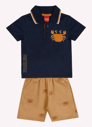 Kyly - Conjunto Infantil Menino Caranguejo Azul Marinho - KYLY