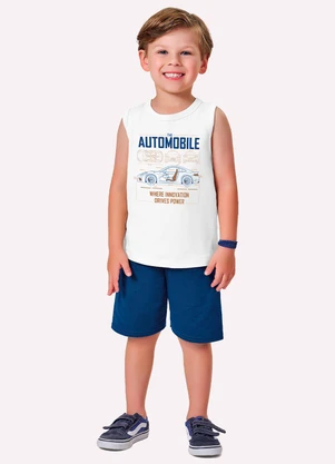Kyly - Conjunto Infantil Menino Carro Branco - KYLY