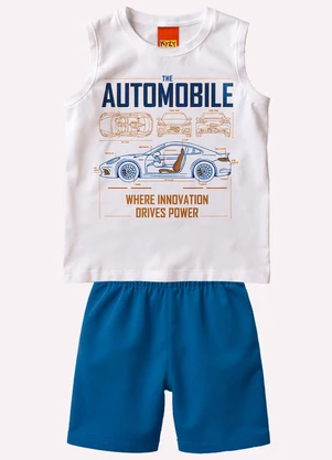 Kyly - Conjunto Infantil Menino Carro Branco - KYLY