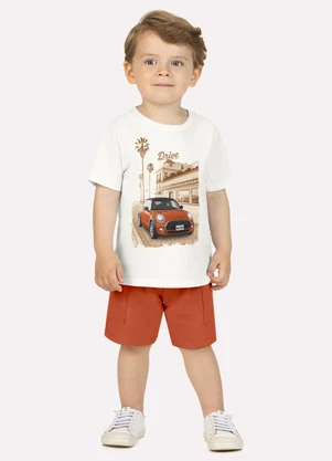 Milon - Conjunto Infantil Menino Carro Branco - MILON