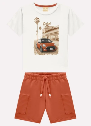 Milon - Conjunto Infantil Menino Carro Branco - MILON