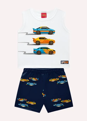 Kyly - Conjunto Infantil Menino Carros Branco - KYLY