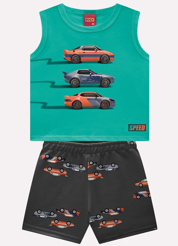 Kyly - Conjunto Infantil Menino Carros Verde