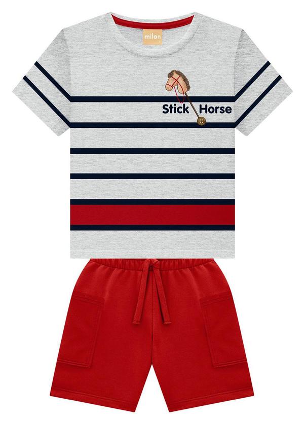 Milon - Conjunto Infantil Menino Cavalinho Cinza