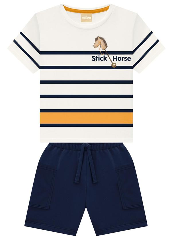 Milon - Conjunto Infantil Menino Cavalinho Off White