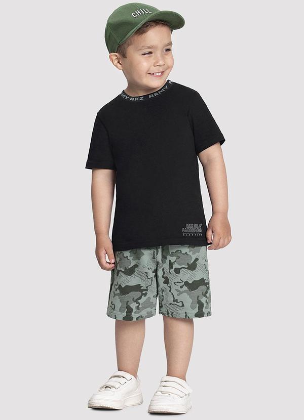 Alakazoo - Conjunto Infantil Menino com Bermuda Camuflada Preto