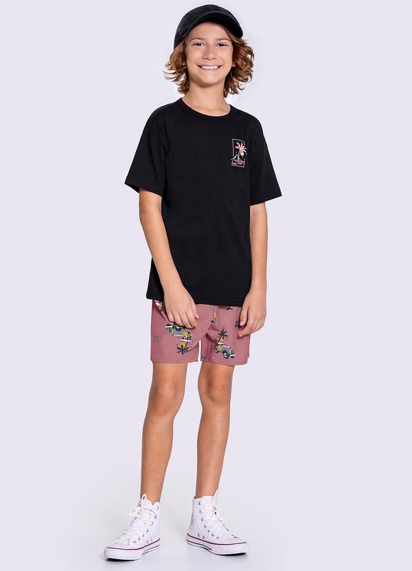 Alakazoo - Conjunto Infantil Menino com Bermuda Rosa