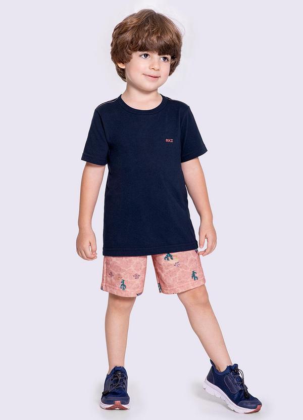 Alakazoo - Conjunto Infantil Menino com Bermuda Rosa