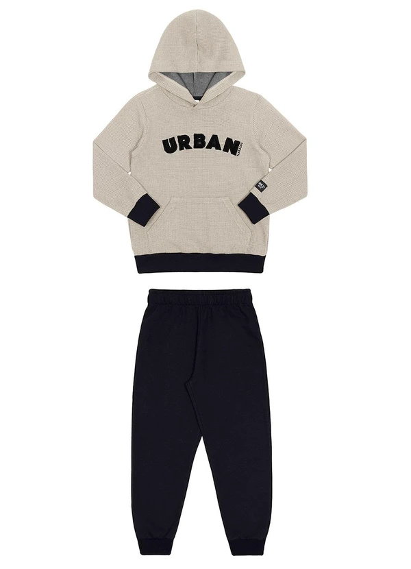Alakazoo - Conjunto Infantil Menino com Blusão Bordado Bege 1