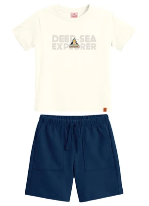 Brandili - Conjunto Infantil Menino com Bordado Bege - BRANDILI