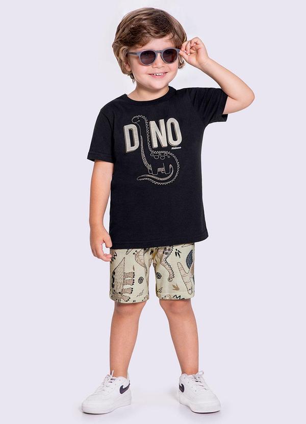 Alakazoo - Conjunto Infantil Menino com Bordado Dino Bege 1