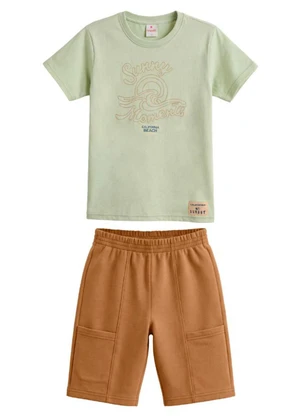 Brandili - Conjunto Infantil Menino com Bordado Verde - BRANDILI
