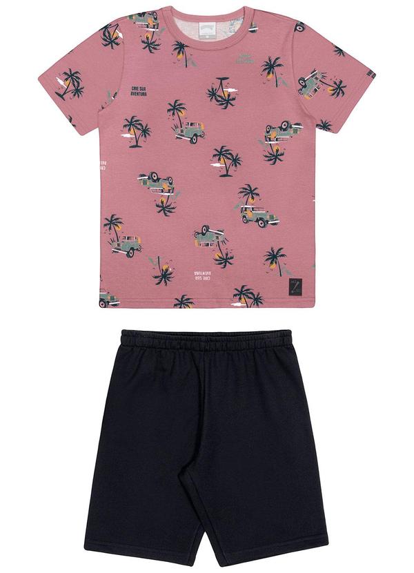 Alakazoo - Conjunto Infantil Menino com Camiseta Rosa