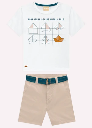 Milon - Conjunto Infantil Menino com Cinto Branco - MILON