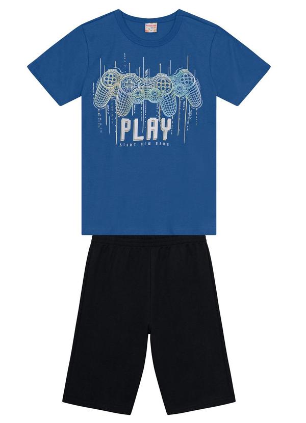 Brandili - Conjunto Infantil Menino com Estampa Gamer Azul