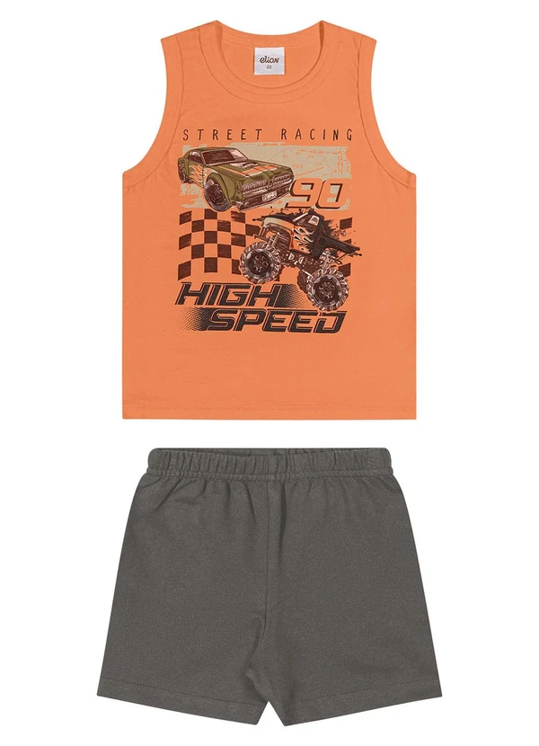 Elian - Conjunto Infantil Menino com Estampa Laranja
