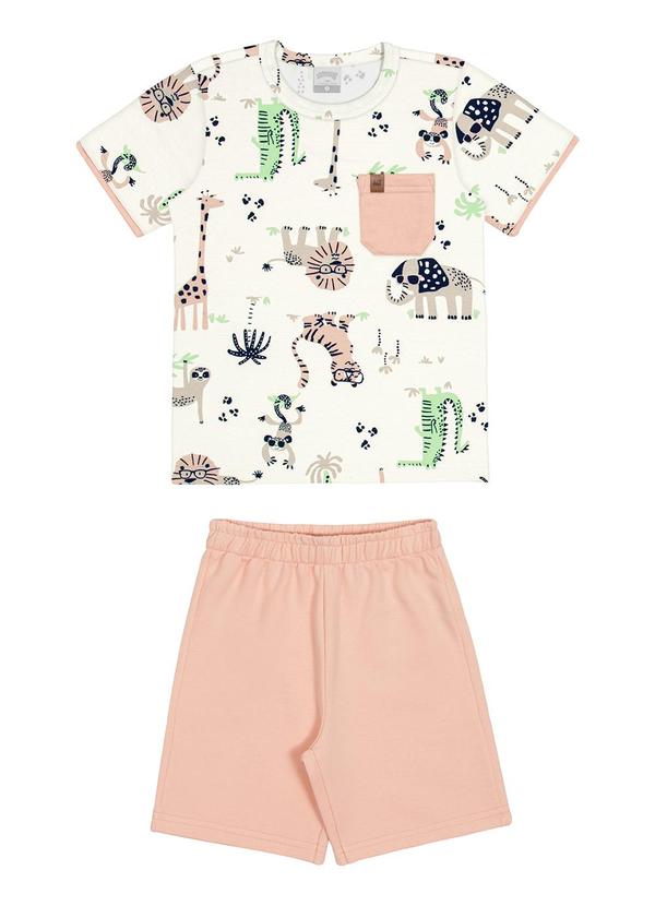Alakazoo - Conjunto Infantil Menino com Estampa Savana Off White