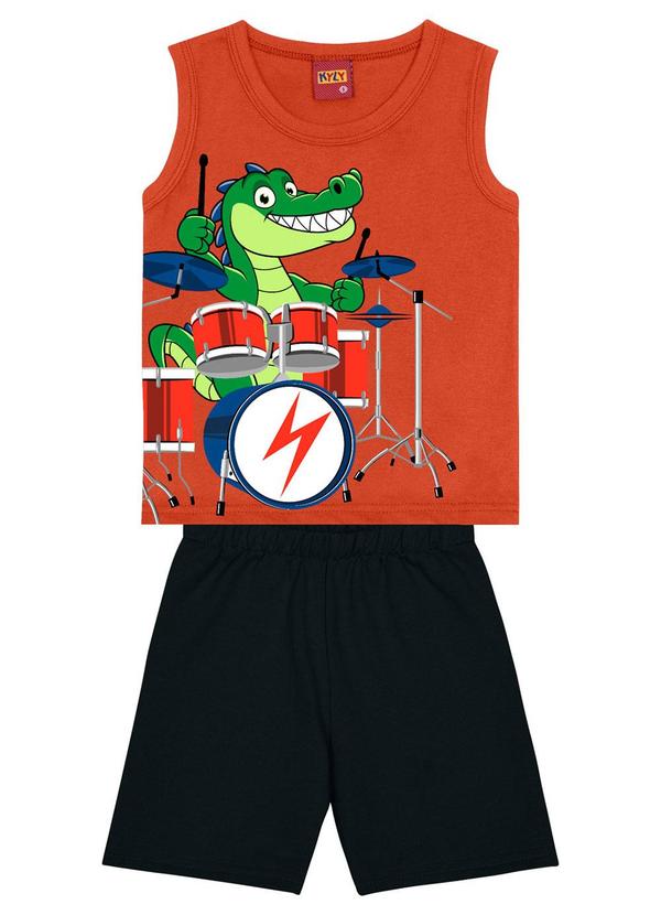 Kyly - Conjunto Infantil Menino com Jacaré Laranja
