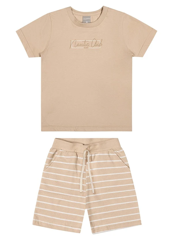Colorittá - Conjunto Infantil Menino com Listras Bege