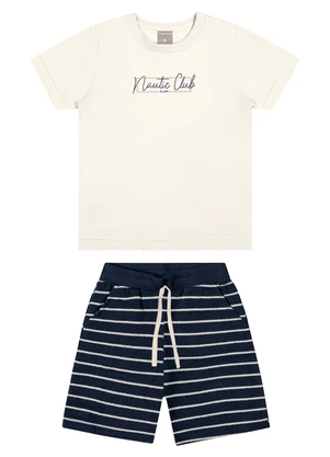 Colorittá - Conjunto Infantil Menino com Listras Branco - COLORITTÁ