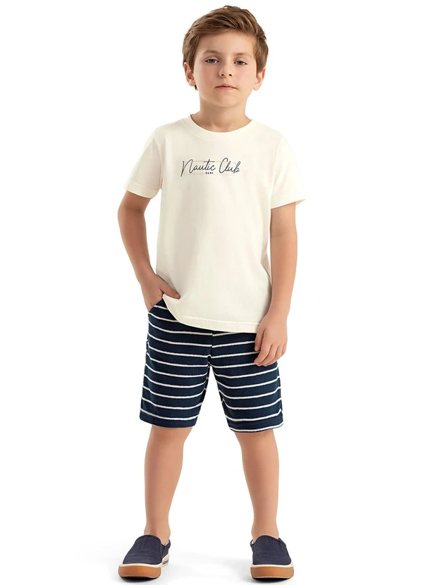 Colorittá - Conjunto Infantil Menino com Listras Branco