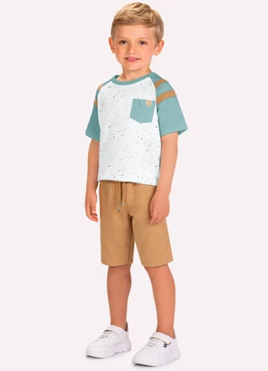 Milon - Conjunto Infantil Menino com Manga Raglan Branco - MILON