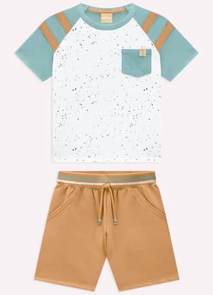 Milon - Conjunto Infantil Menino com Manga Raglan Branco - MILON