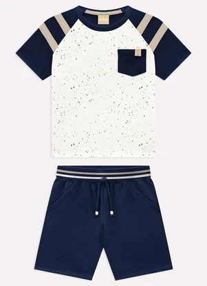 Milon - Conjunto Infantil Menino com Manga Raglan Branco - MILON