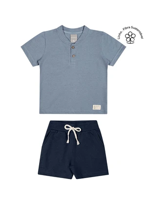 Colorittá - Conjunto Infantil Menino Curto Botões Azul - COLORITTÁ