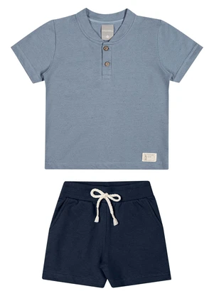 Colorittá - Conjunto Infantil Menino Curto Botões Azul - COLORITTÁ