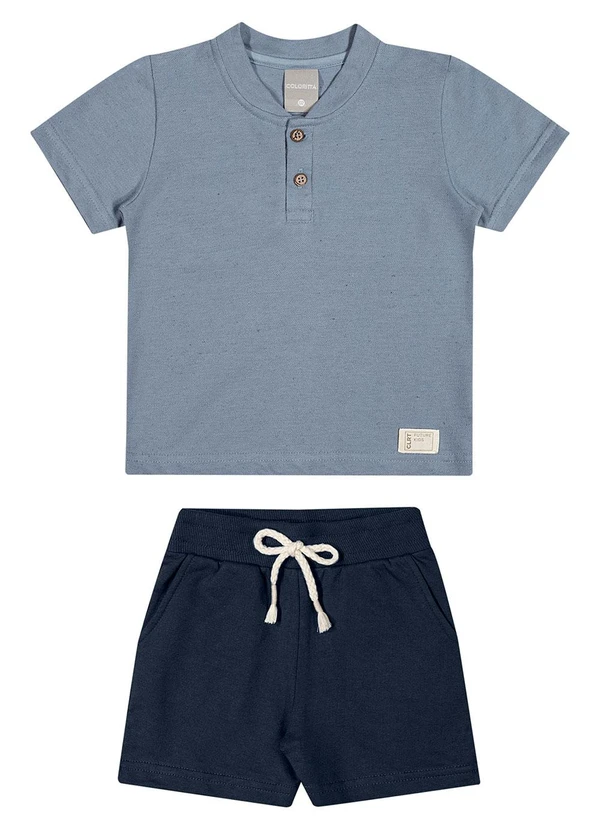 Colorittá - Conjunto Infantil Menino Curto Botões Azul 2
