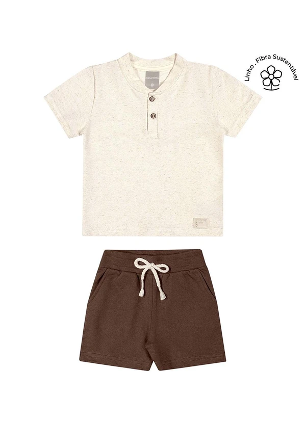 Colorittá - Conjunto Infantil Menino Curto Botões Bege