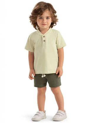 Colorittá - Conjunto Infantil Menino Curto Botões Verde - COLORITTÁ