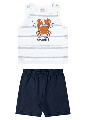 Elian - Conjunto Infantil Menino Curto Caranguejo Branco - ELIAN