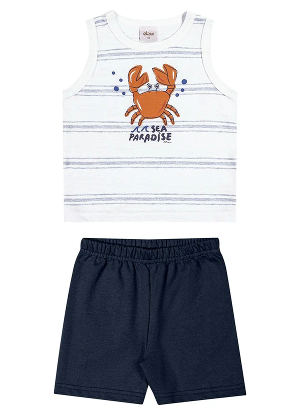Elian - Conjunto Infantil Menino Curto Caranguejo Branco