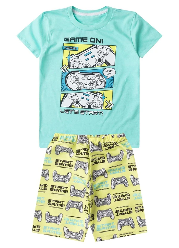 Select - Conjunto Infantil Menino Curto Estampado Azul
