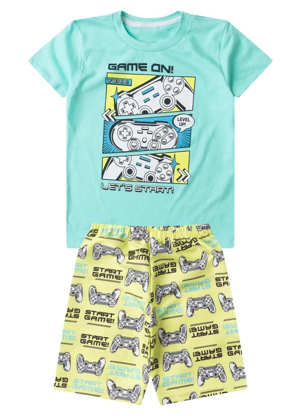 Select - Conjunto Infantil Menino Curto Estampado Azul