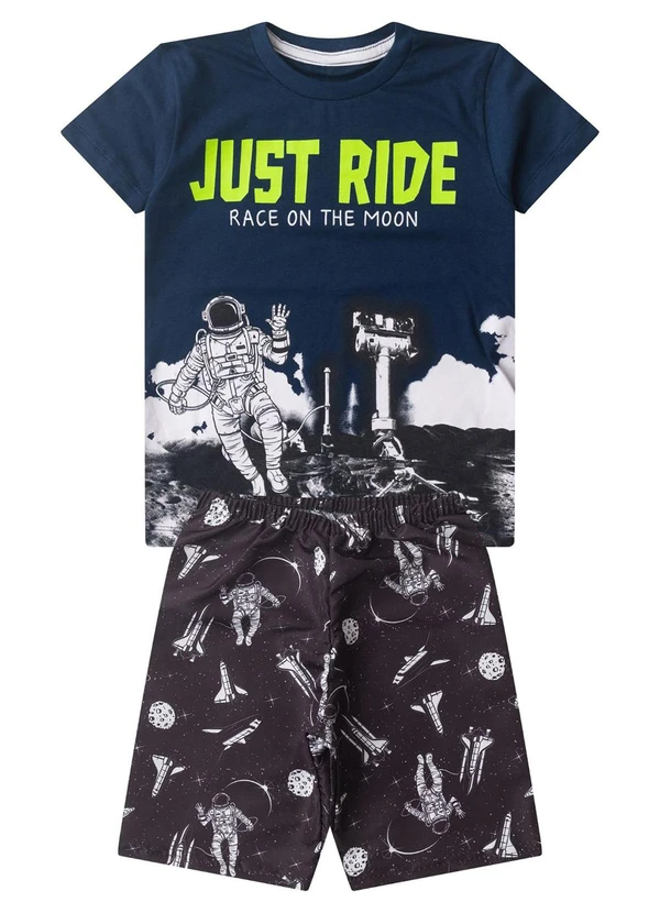 Select - Conjunto Infantil Menino Curto Estampado Azul 1