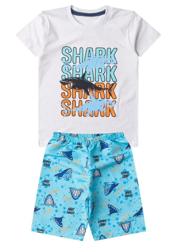 Select - Conjunto Infantil Menino Curto Estampado Branco