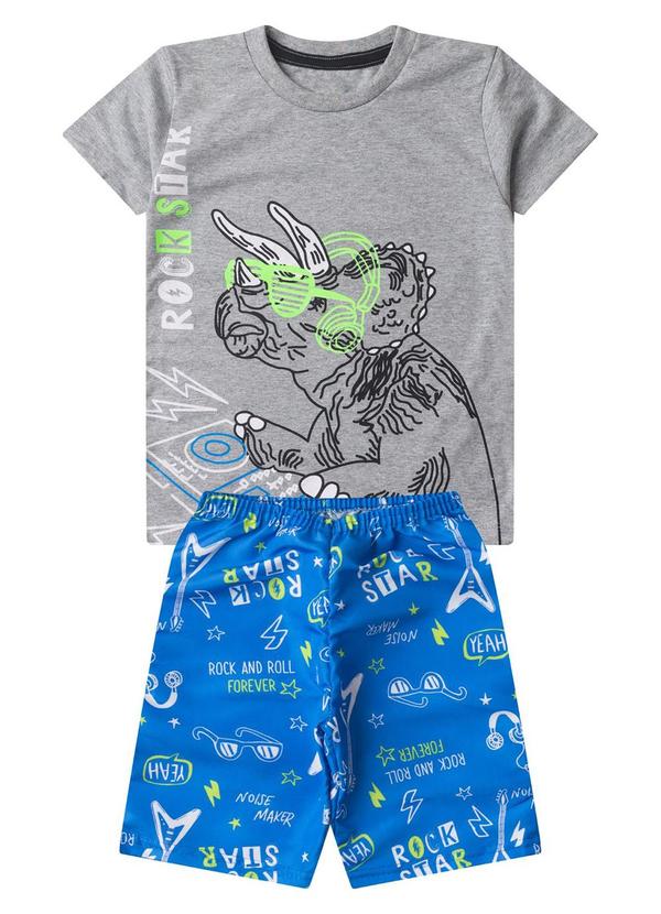 Select - Conjunto Infantil Menino Curto Estampado Cinza