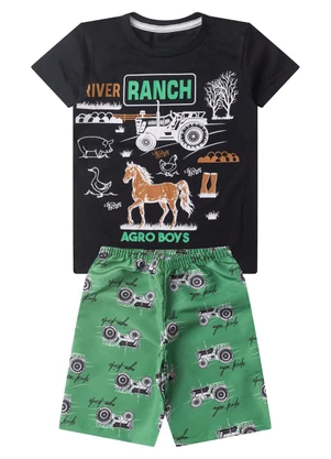 Select - Conjunto Infantil Menino Curto Estampado Preto - SELECT