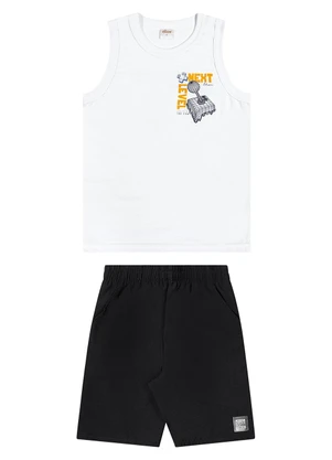 Elian - Conjunto Infantil Menino Curto Gamer Branco - ELIAN