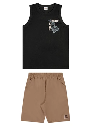 Elian - Conjunto Infantil Menino Curto Gamer Preto - ELIAN
